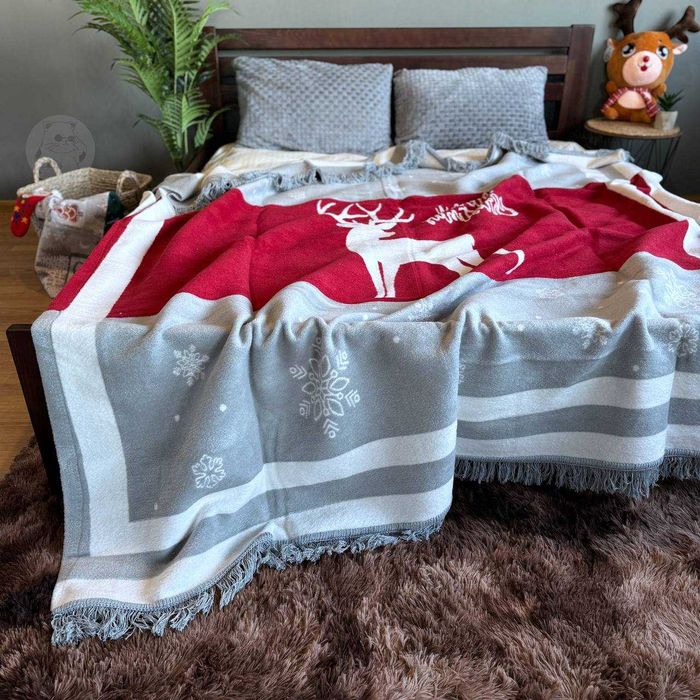 Новорічний плед євро Bridge Двостороннє покривало новорічне 200х220 см