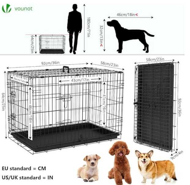 Gaiola para Cães em Arame Metálico com 2 Portas