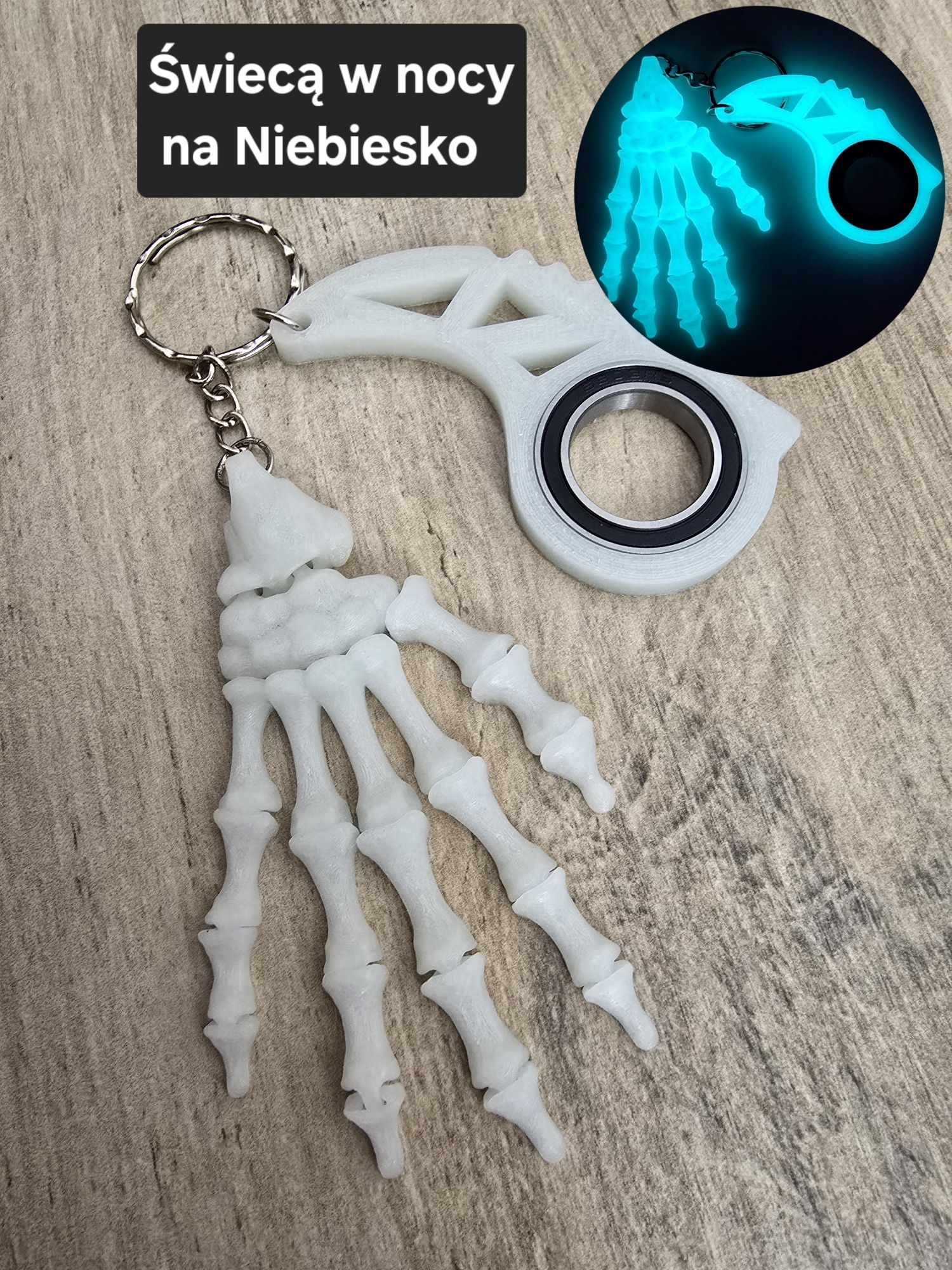 Świecący Keyspinner + Szkieletowa Dłoń 2w1- 3D KeyRambit KeyFlipper
