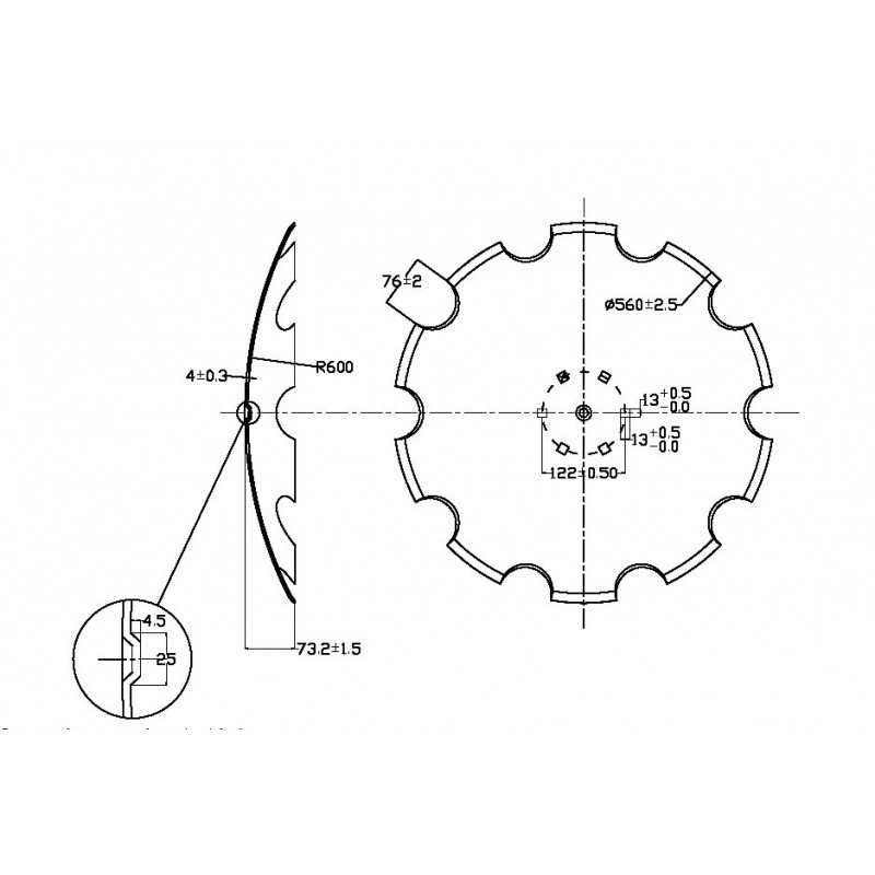 Talerz roboczy 560 OFAS pod piastę standard rozstaw 122 mm