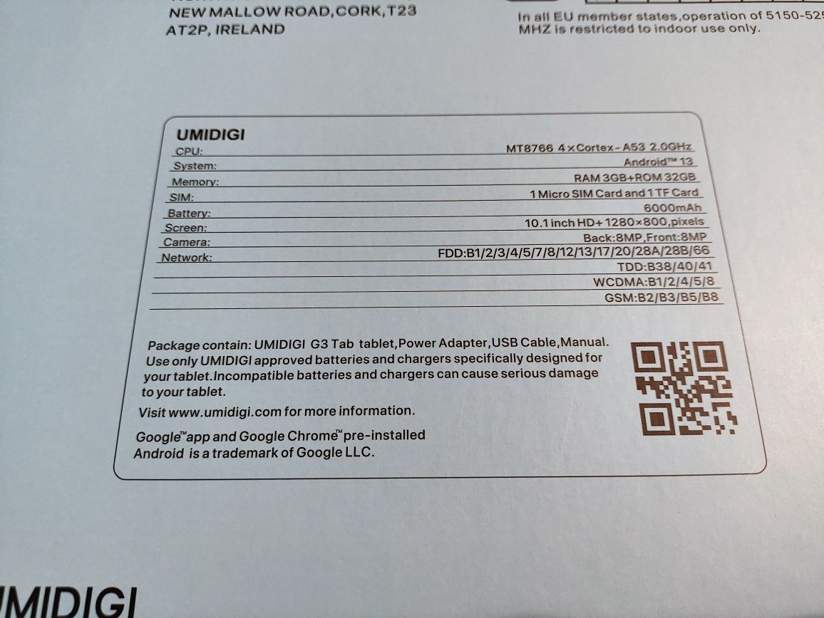 UMIDIGI G3 Tab 3/32GB 10,1" 6000 мАг MediaTek MT8766