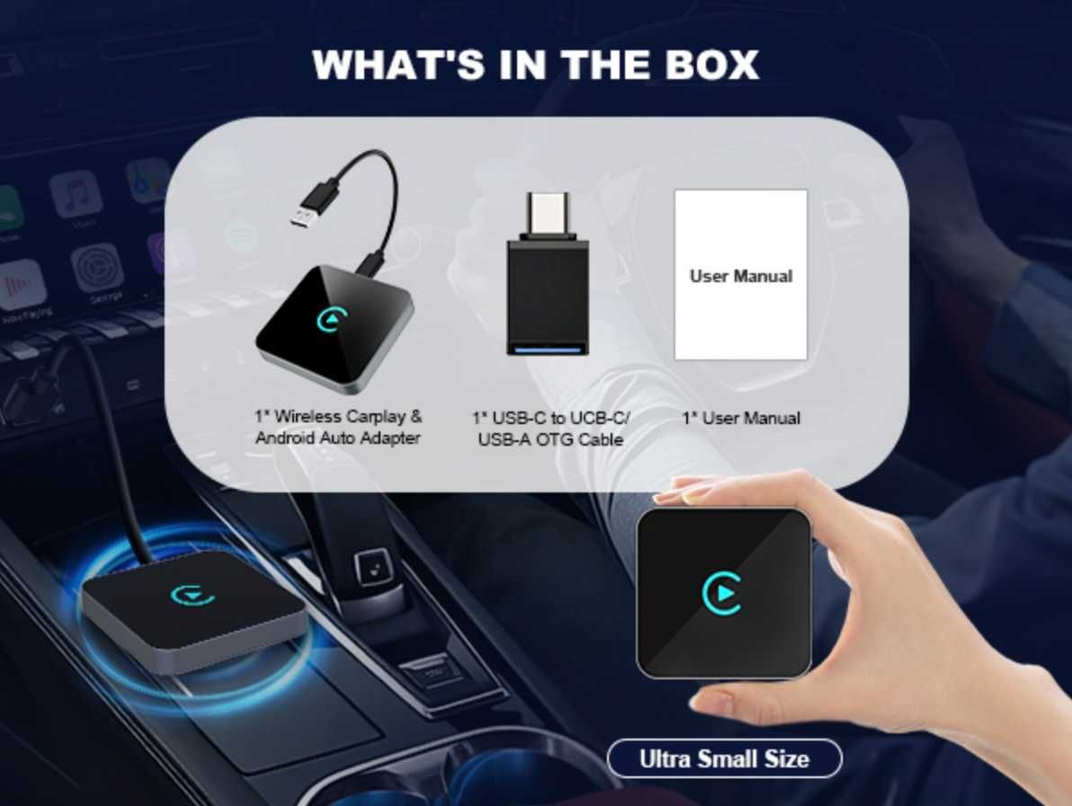 Bezprzewodowy adapter Carplay 2w1  BT WiFi iOS 10/Android Faumon Q2