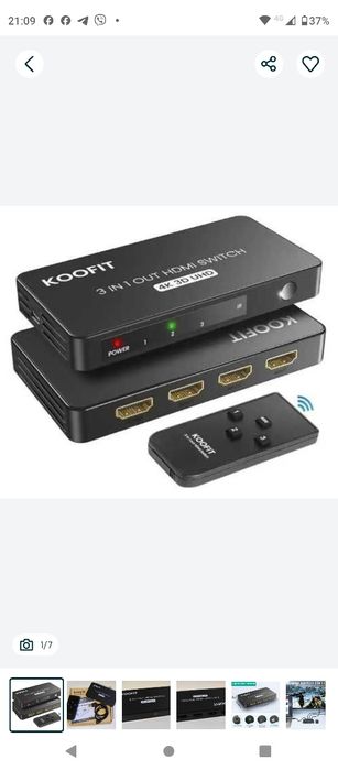 Плата перемикання KOOFIT QHQ-001 - HDMI Switcher 3x1 3D, UHD, 4K/60 Гц