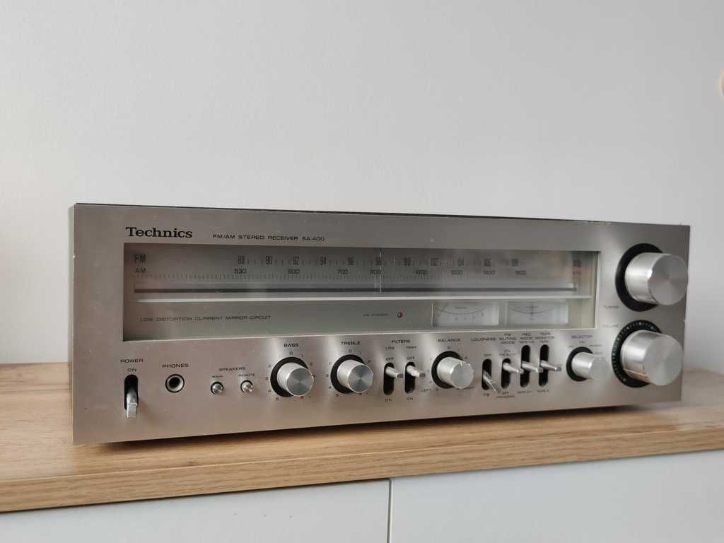 Technics SA-400 analogowy amplituner aluminiowy front vintage audio