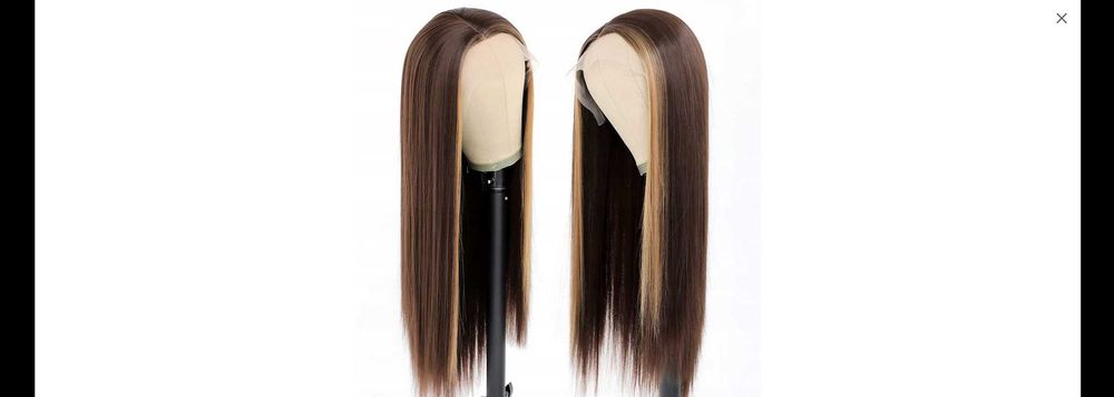 Peruka ciemnobrązowa z blondem,damska, długa, gładka peruka dla kobiet