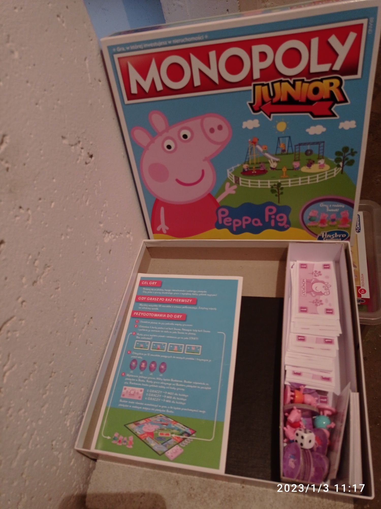 Gra Monopoly junior świnka PEPPA. Pociąg. Szkoła.Figurki.