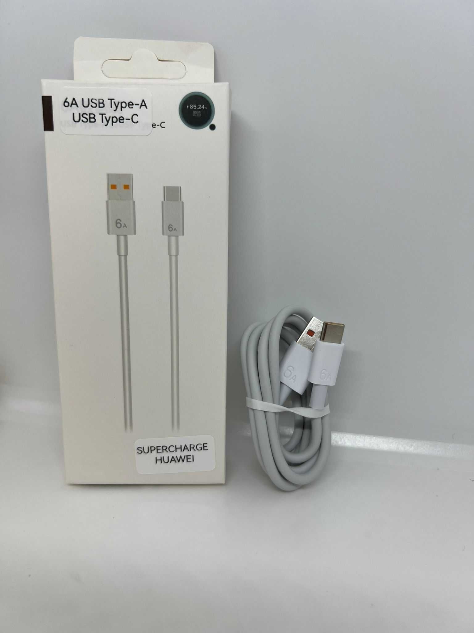 Kabel USB-USB typ C 6A super ładowanie Huawei 66W 1m bialy