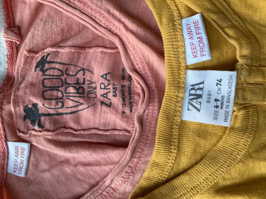 Podkoszulki Zara 74 i 80 t-shirty bez rękawków 2 szt 6 - 12 mies