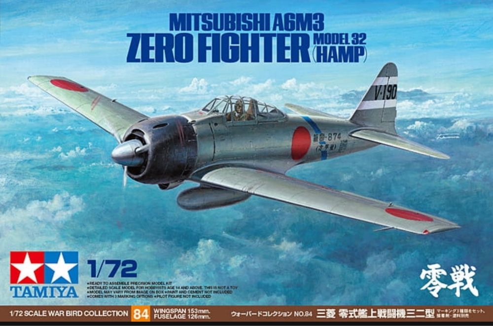 TAMIYA 60784 model 1:72 samolot Mitsubishi A6M3 Zero Fighter