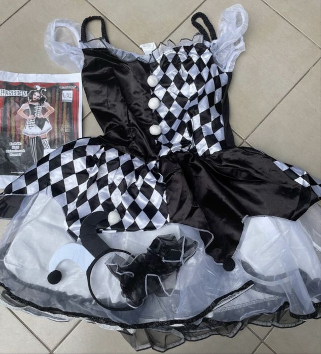 Kostium stroj przebranie roz.S/M Arlekin Colombina Cyrk halloween bal