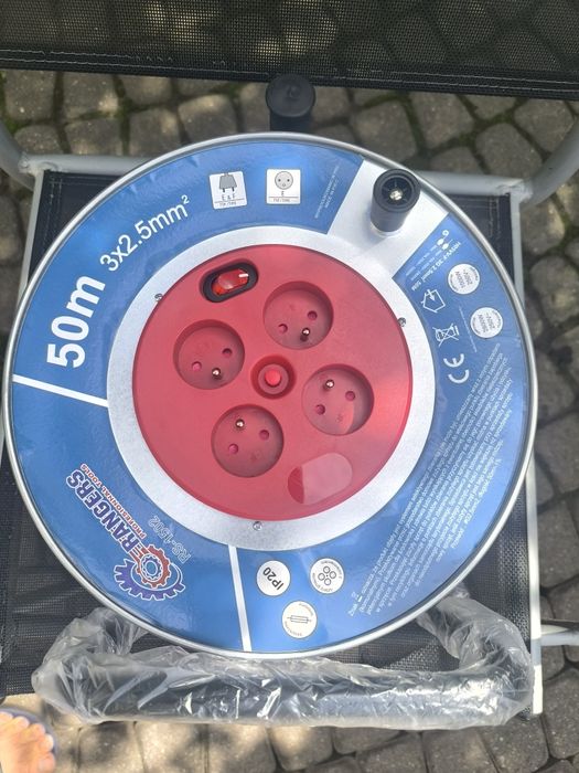 Удлінітель 50м з заземленням на котушці 3×2.5  удлинитель переноска