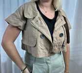 Colete/Casaco Feminino Curto Militar Bege