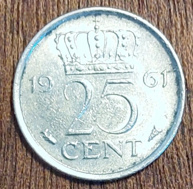 Moeda Holandesa de 1961 (25 Cent.)