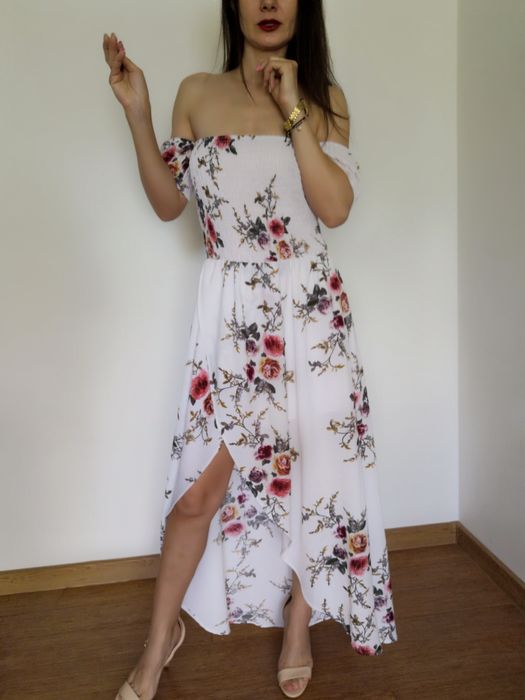 Sukienka hiszpanka gumka ściągacz 38 40 sexi komunia chrzciny wesele ś