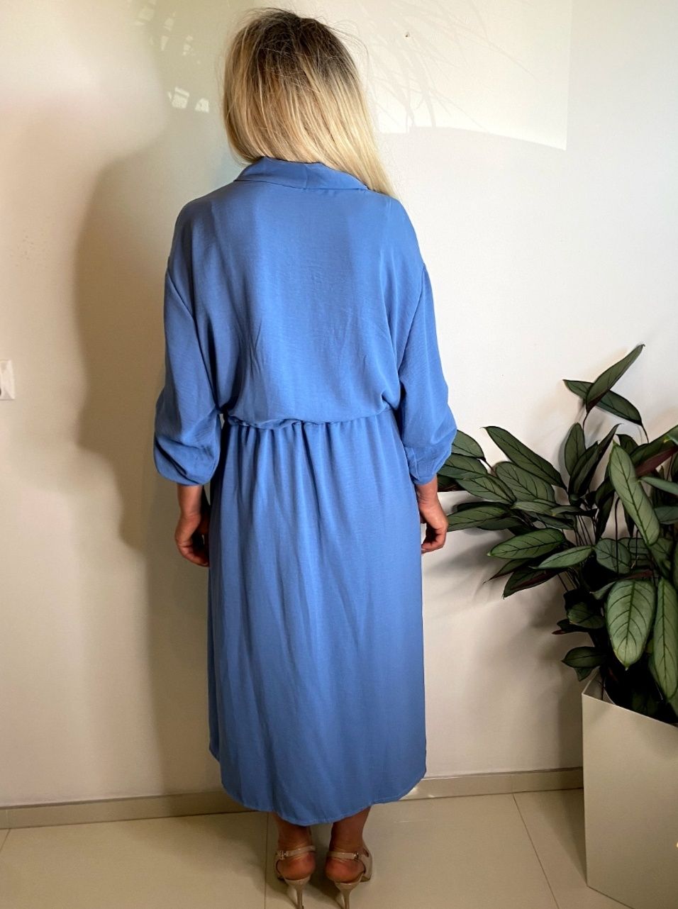 Sukienka plus size 4xl 5xl chrzest biurowa wyszczuplająca midi