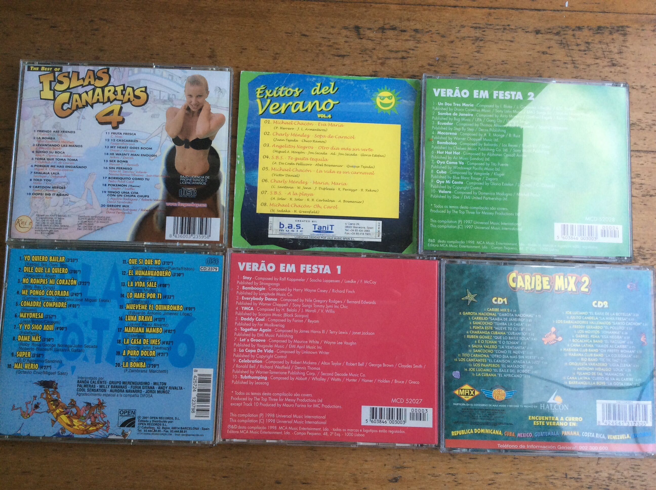 Lote de 6 cds de êxitos de Verão