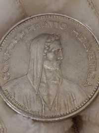 Монета 5 франков, Швейцария.
1985 года выпуска.