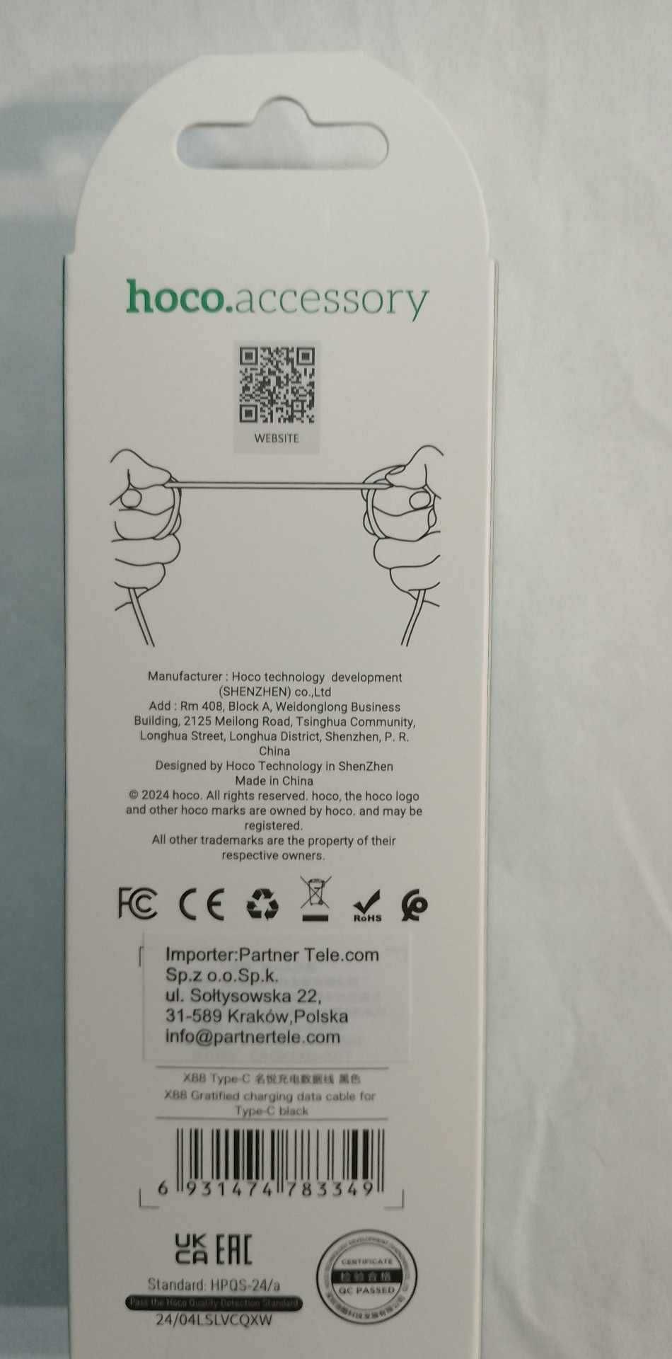 HOCO zestaw 2 kabeli USB - USB Typ C 3A 1m czarny