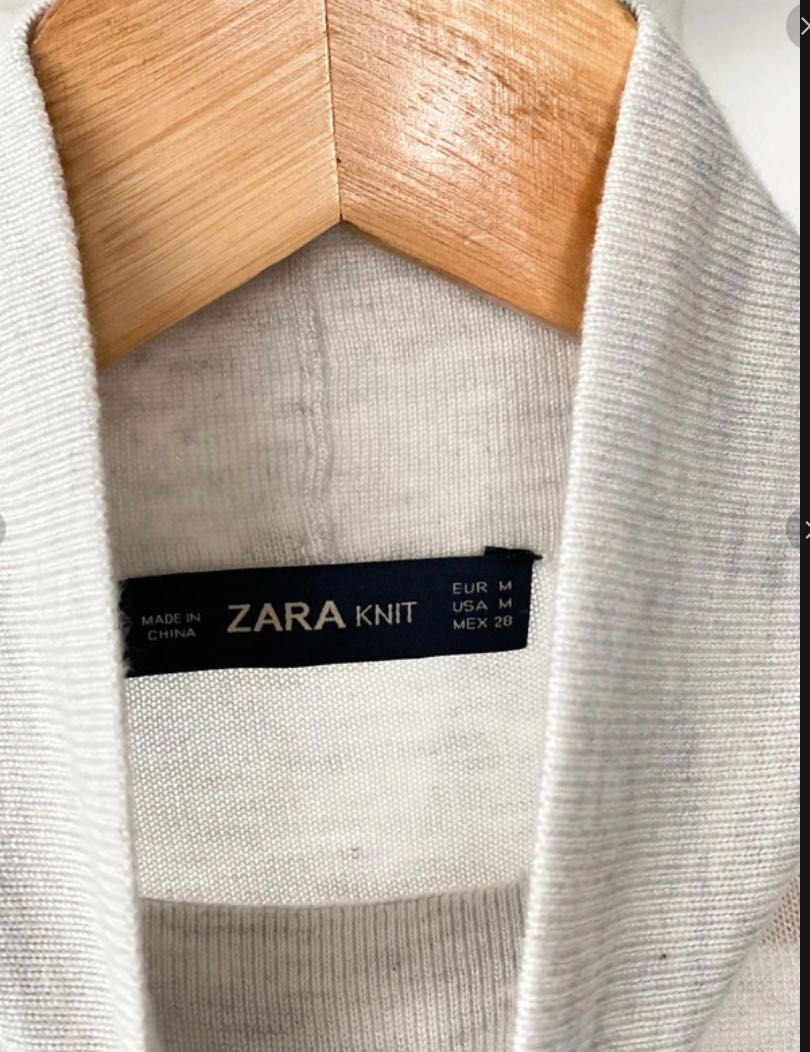 ZARA - Jasnoszary elegancki longsleeve - roz M - z golfem lekka bluzka