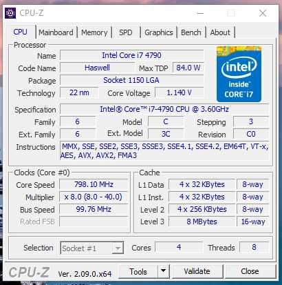 Intel® Core™ i7-4790 CPU, 8 MB Cache, up to 4.00 GHz, LGA1150 Socket64564001666945124