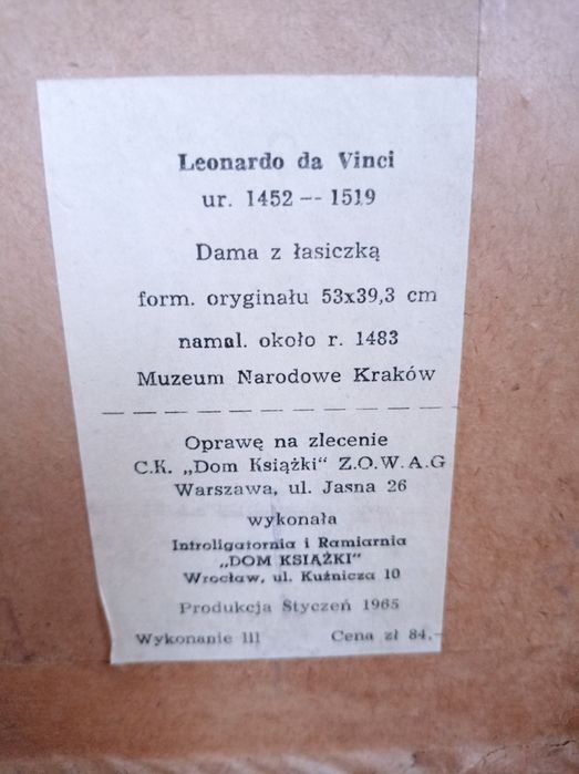 Stary obraz PRL Leonardo da Vinci