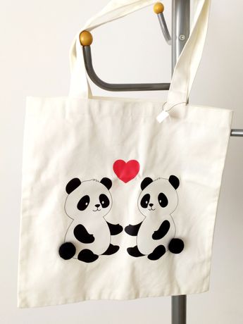 Сумка Forever 21 Мишки панды панда медведи шоппер ЭКО пляжная сумка