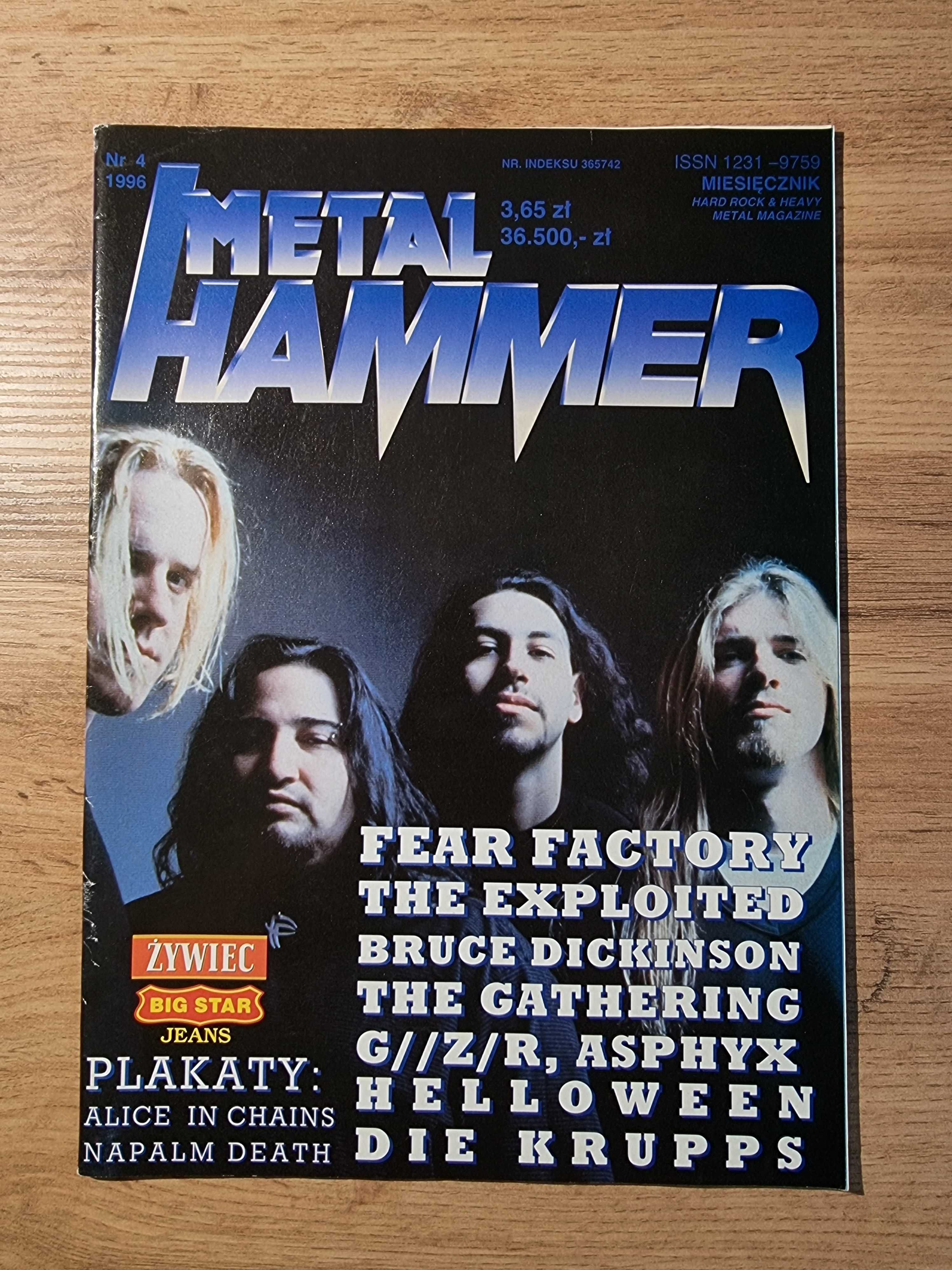 UNIKAT! Metal Hammer 4/1996 - Fear Factory, Plakat: Alice In Chains