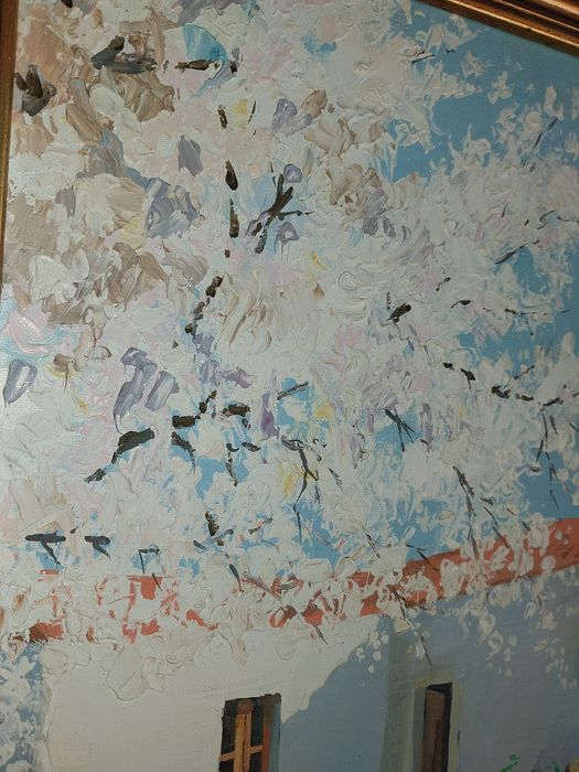 Antigo quadro com candeeiros, em talha dourada