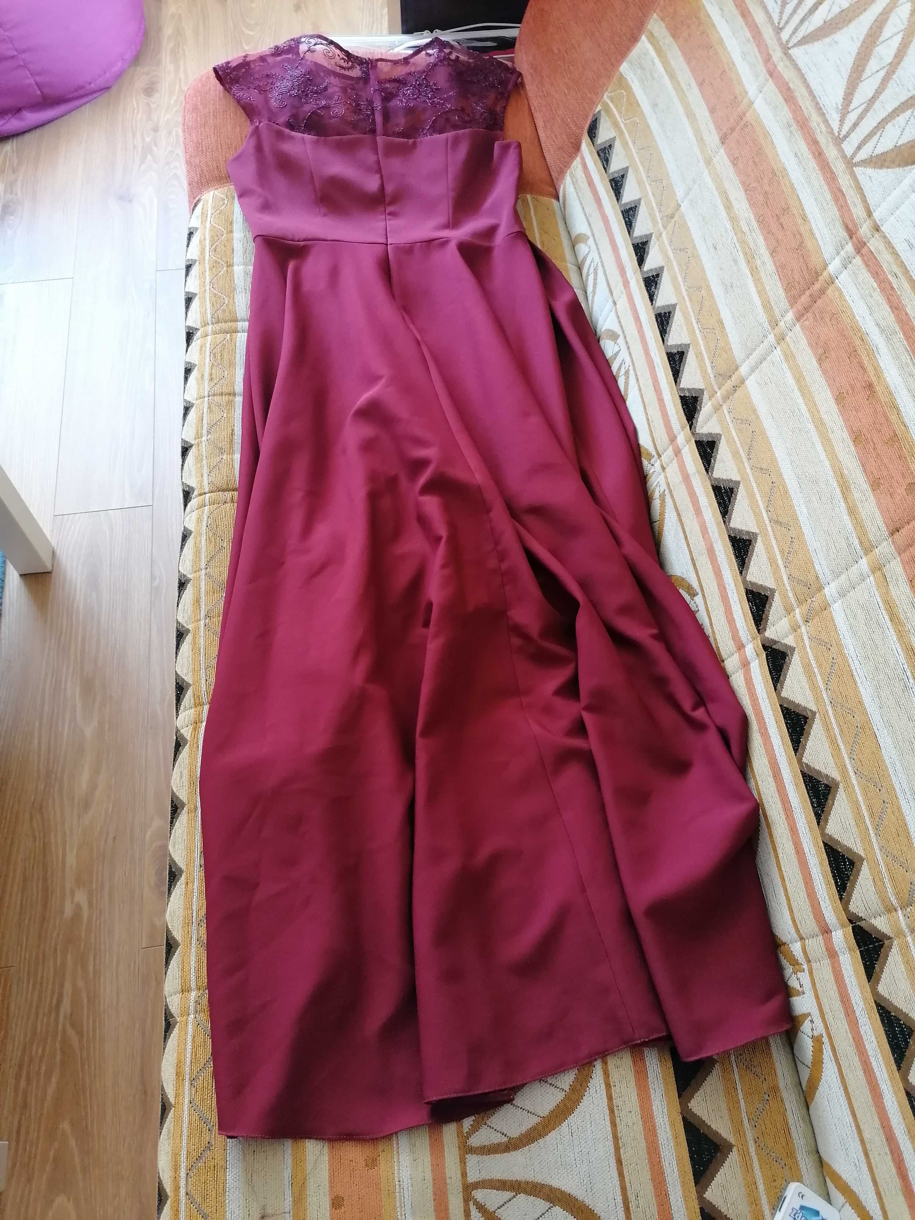 Asymetryczna, bordowa sukienka, roz 40