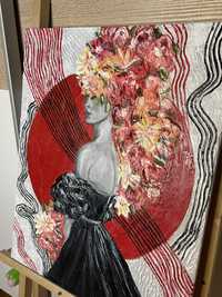 Картина на полотні Дівчина з квітами
