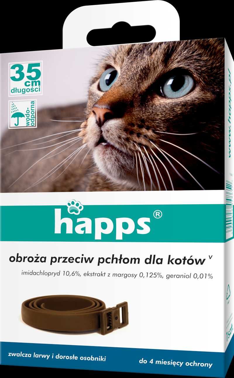 Obroża przeciw pchłom i kleszczom dla kotów Happs