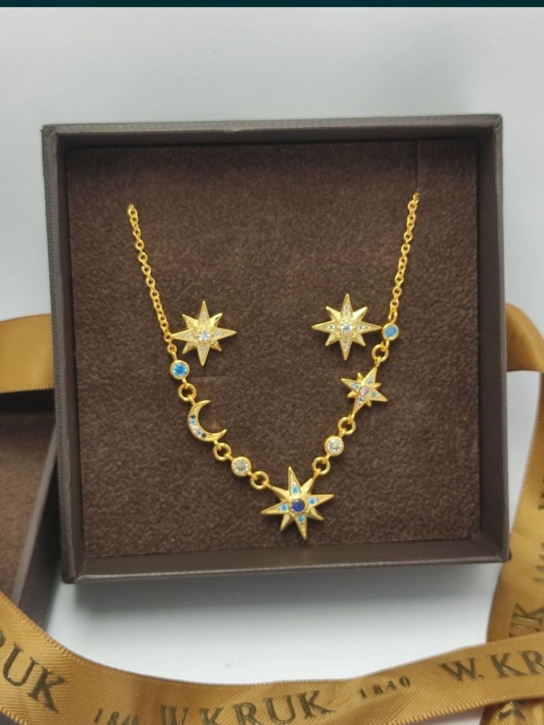 Komplet biżuterii srebro pozłacane 925 gwiazdy