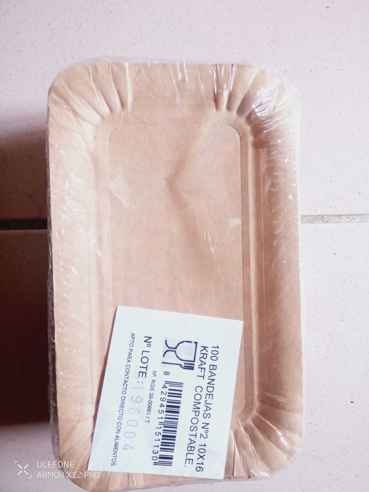 Bandejas Kraft para alimentação - packs 100 unidades 16x10cm