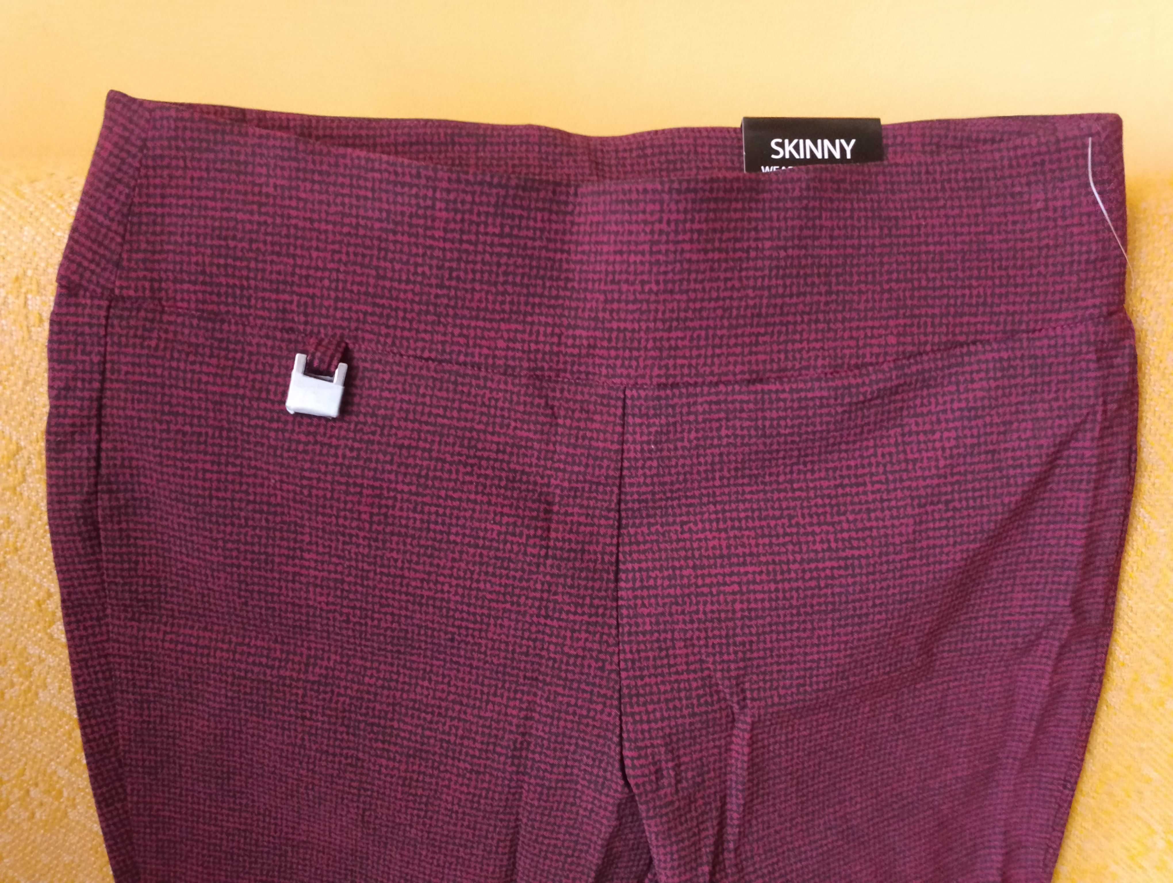 nowe spodnie pepitka fiolet bordo-czarne SKINNY 42 44/ XL XXL