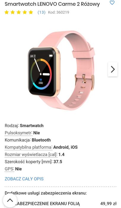 Smartwatch came 2 lenovo różowy