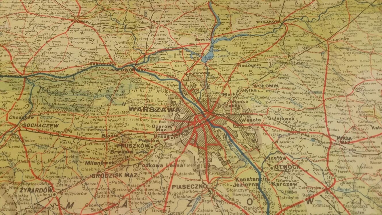 Mapa województwa warszawskiego z 1971 prl