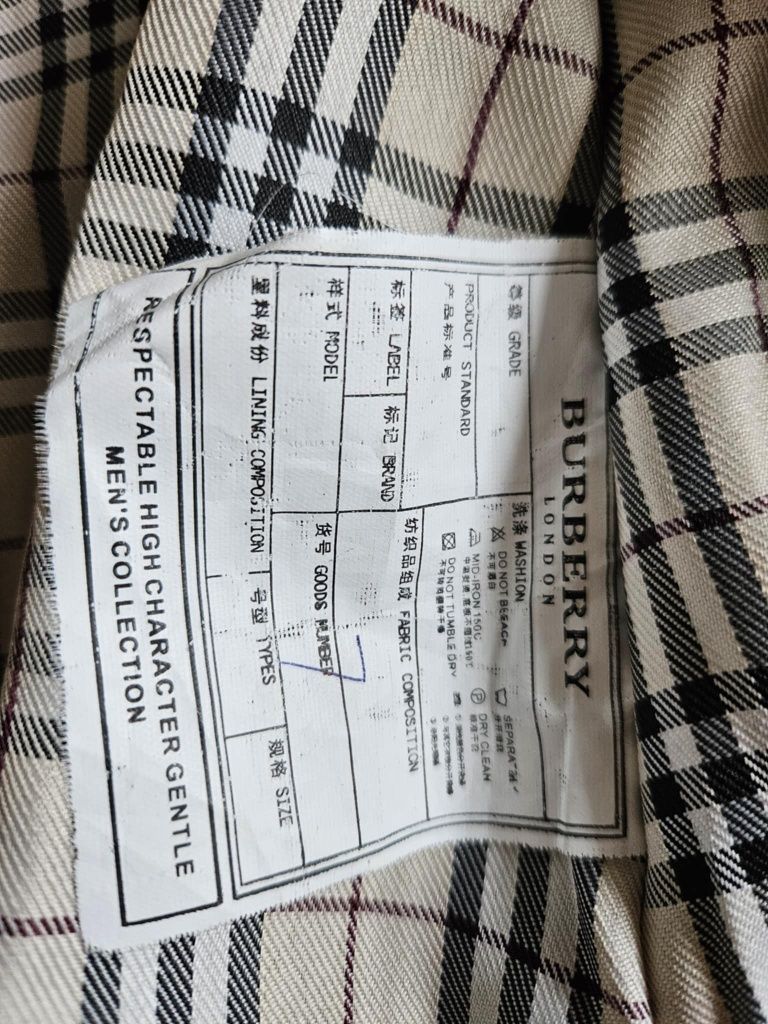 Stylowy płaszcz męski Burberry czarny trencz przejściowy wiosenny S