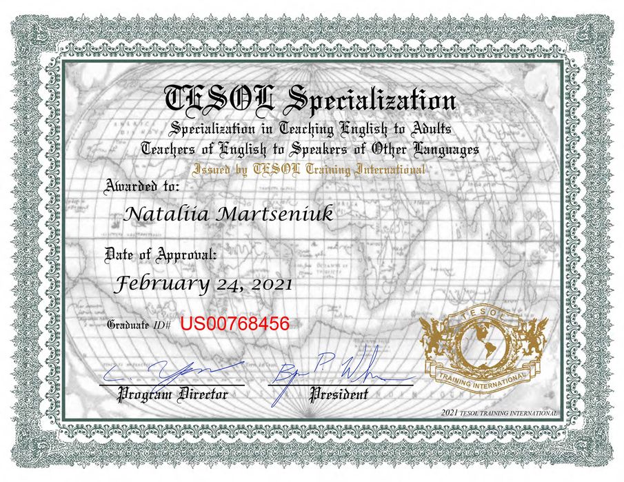 Вчитель викладач англійської мови для дорослих Онлайн