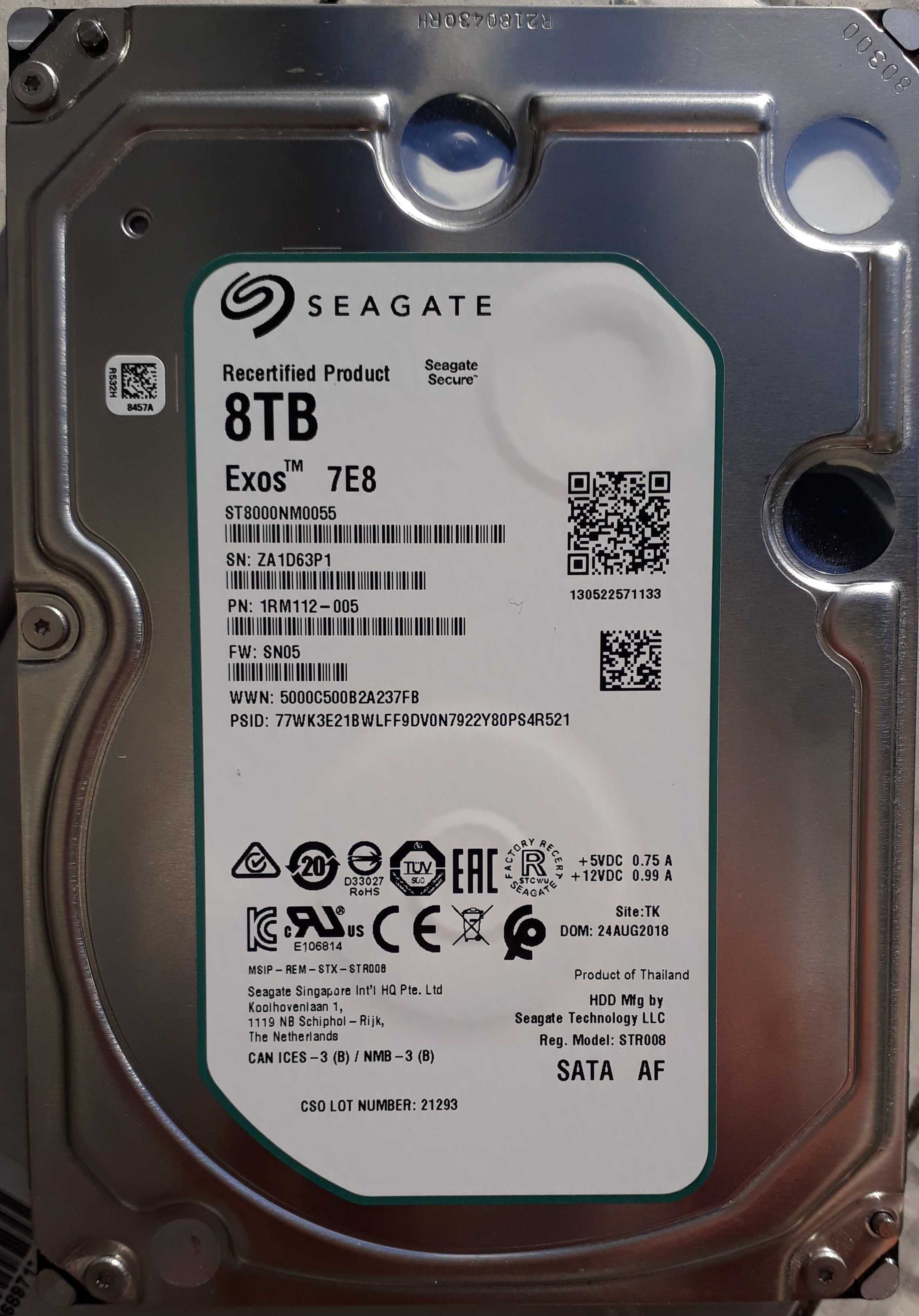 Seagate Exos 7E8 3.5  HDD 8TB 7200RMP ST8000NM0055