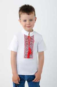 Вишиванка біла з коротким рукавом, 98см, вишита футболка для хлопчика