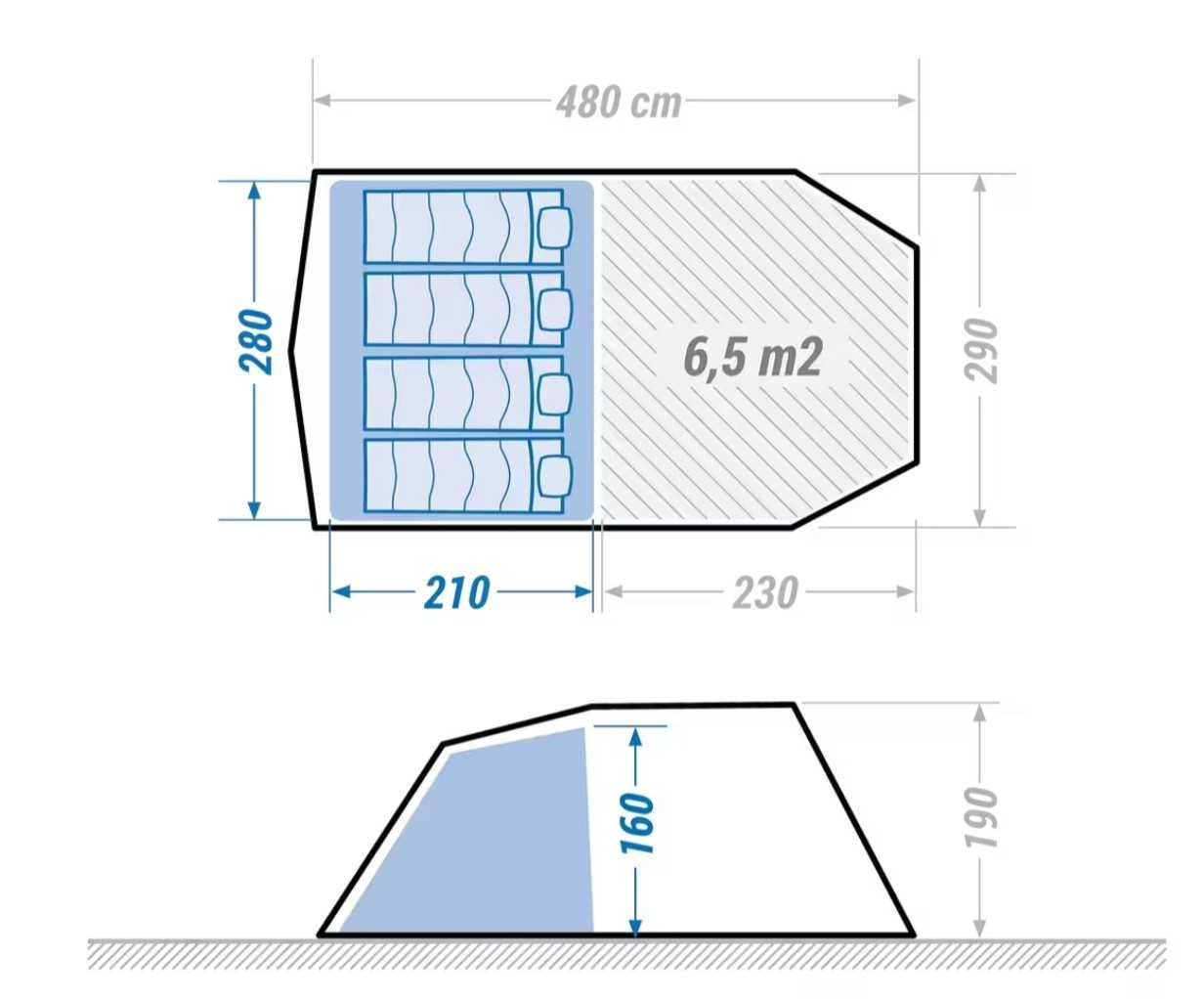 Quechua Air Seconds 4.1 F&B + tarp L + dodatki