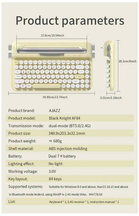 AJAZZ AF84 Teclado Retro Amarelo
