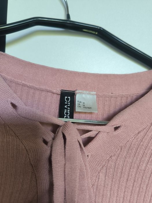 Różowy top z wiązaniem h&m m
