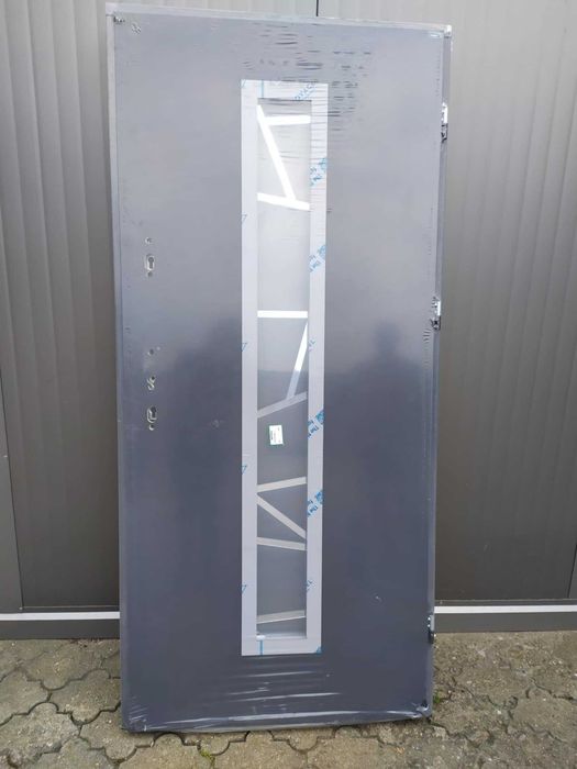 Powystawowe drzwi zewnętrzne WIKĘD PREMIUM antracyt srebrny PRAWE FV