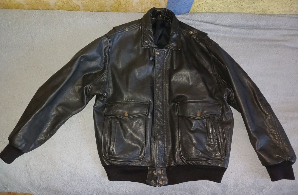 Чоловіча шкіряна куртка бомбер авіатор xxl / куртка кожаная мужская
