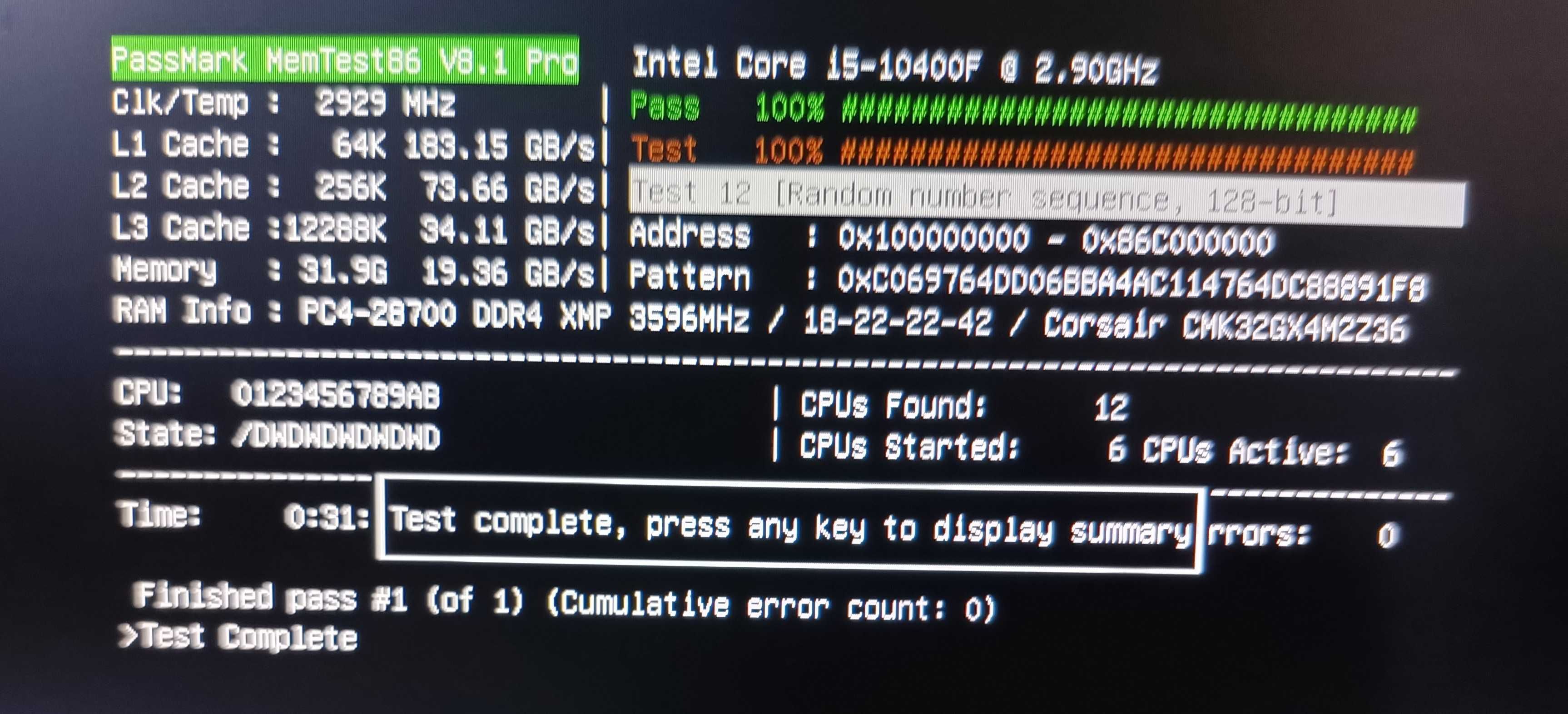 32GB (2x16GB) DDR4-3600Mhz Corsair Vengeance LPX