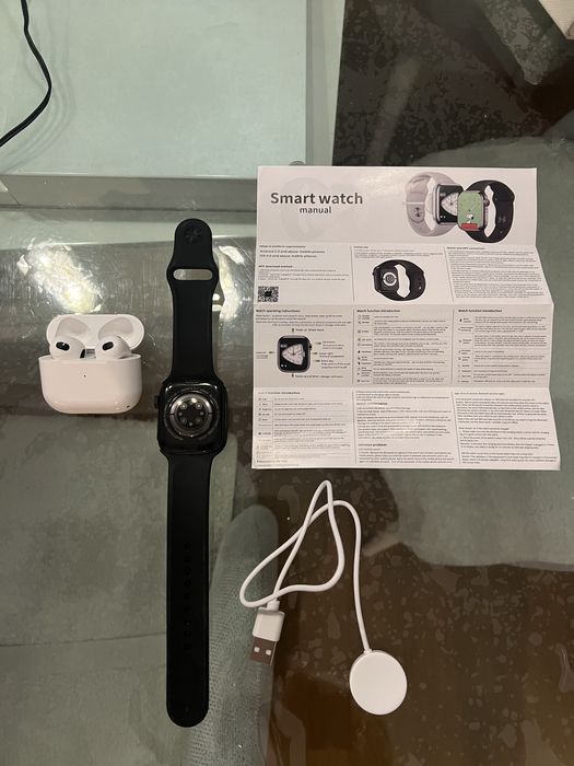 Smart wacht, auriculares airpods, carregador-NOVO