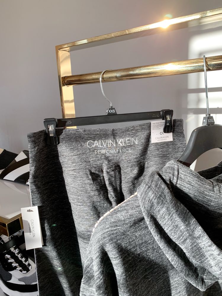 CALVIN KLEIN ОРИГІНАЛ. Жіночі легінси лосини сірі з лампасами L-XL