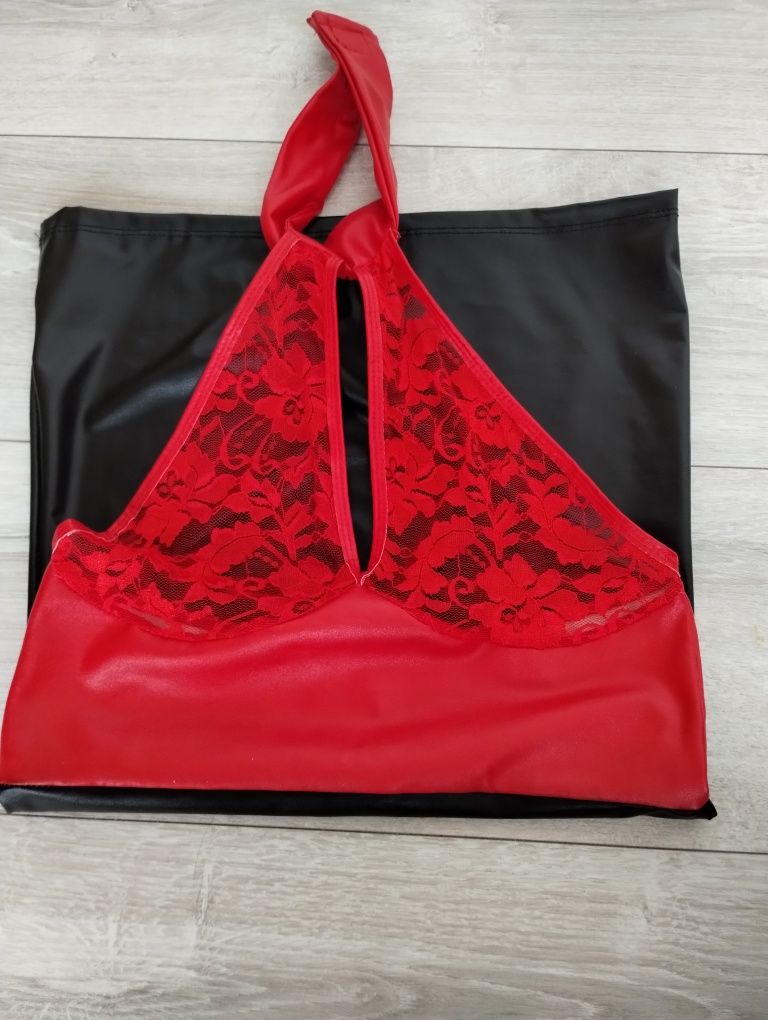 Sexy sukienka lateksowa z koronką rozmiar 34