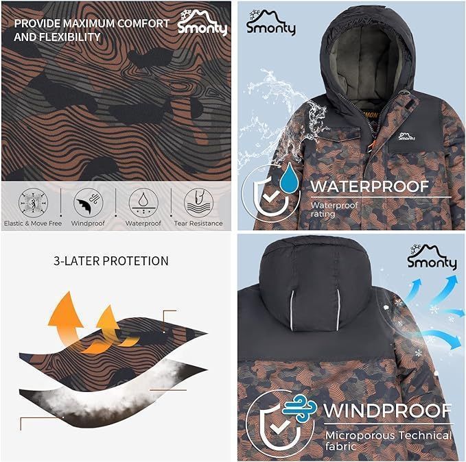 Dziecięcy Kombinezon Narciarski SMONTY, Brązowy, 3-4Y